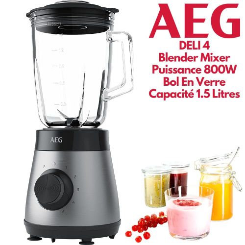 AEG DELI 4 Black Blender Bol En Verre 1.5 Litres Mixeur Avec Moteur Très Puissant 800W 5 Vitesses+Turbo
 Fiche Technique et Prix au Maroc