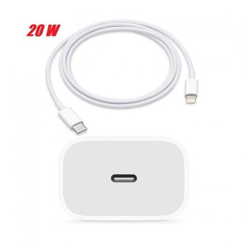 Chargeur iPhone Type C - Compatible avec Tous iPhone - Blanc - Prise + Cable 20W
 Fiche Technique et Prix au Maroc