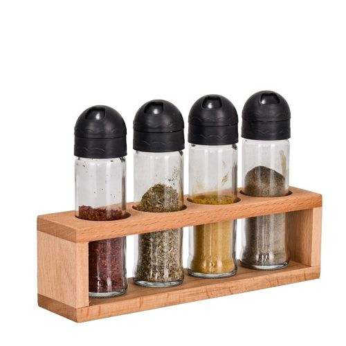 Ferri Support à épices en bois avec 4 bocaux
 Fiche Technique et Prix au Maroc