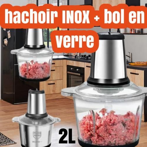 Hatch Hachoir Electrique en inox professionnel 2L - 500w + bol en verre
 Fiche Technique et Prix au Maroc