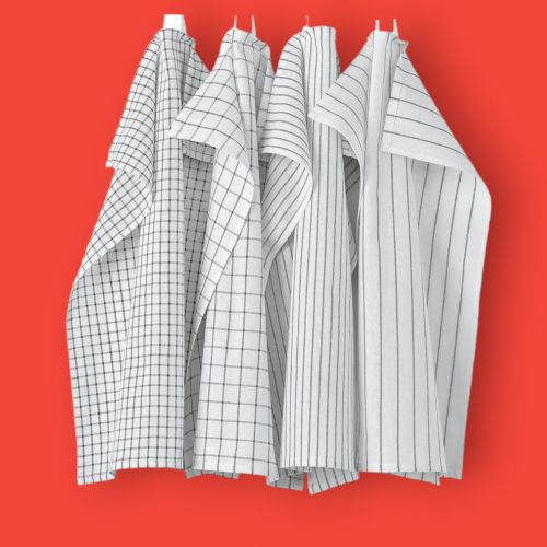 Ikea 4 pièces Torchons, blanc/gris foncé/à motifs, 45x60 cm
 Fiche Technique et Prix au Maroc