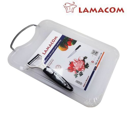 Lamacom Planche à Découper en Polypropylène PP avec Anse en INOX + éplucheur *-*
 Fiche Technique et Prix au Maroc