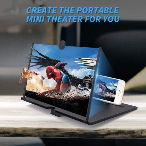 Loupe d'écran, 3D pliable Écran d'agrandisseur de loupe pour téléphone mobile Amplificateur d'écran vidéo pour filmer Protégez les yeux avec un support de support de téléphone pliable
 Fiche Technique et Prix au Maroc