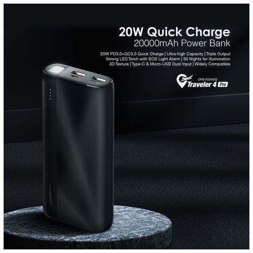 Oraimo Traveler 4 Pro 20W PD3.0 QC3.0 Charge Rapide 20000mAh Power Bank
 Fiche Technique et Prix au Maroc