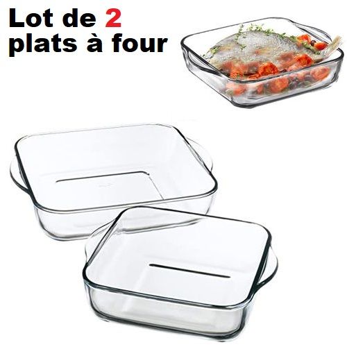 Plats à Four Carrés en Verre Transparent, Moules à four 2Pcs
 Fiche Technique et Prix au Maroc