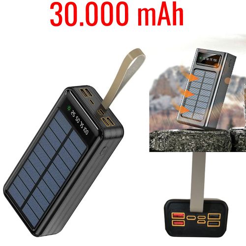 Punex Power Bank Solaire 30000 mAh + Lampe, Batterie Externe 30000mAh ,Voyage Camping
 Fiche Technique et Prix au Maroc