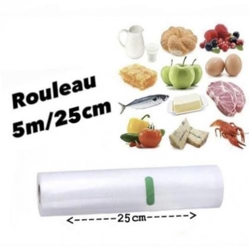 Rouleau sous vide pour machine vacuum sealer 5m 25cm
 Fiche Technique et Prix au Maroc