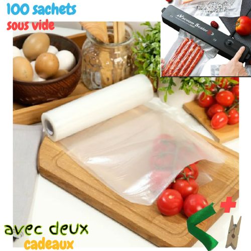 Sticker avec 100 Sacs de conservation sous vide pour scelleuse réutilisables
 Fiche Technique et Prix au Maroc