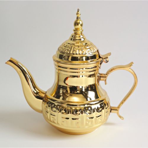 Théière marocaine INOX Doré Taille 36, Théière Moderne et élégante
 Fiche Technique et Prix au Maroc