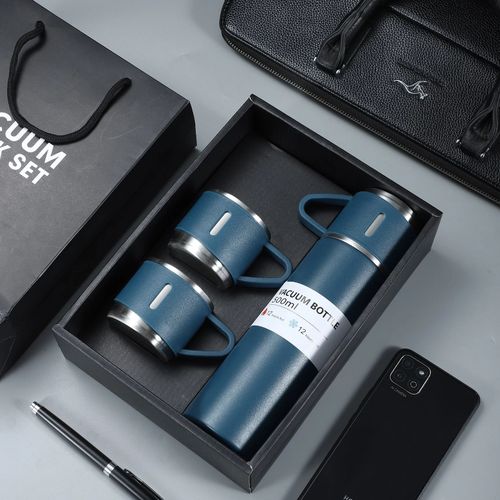 Thermos à Double Couche En Acier Inoxydable Gobelet à Café avec 3 tasses
 Fiche Technique et Prix au Maroc