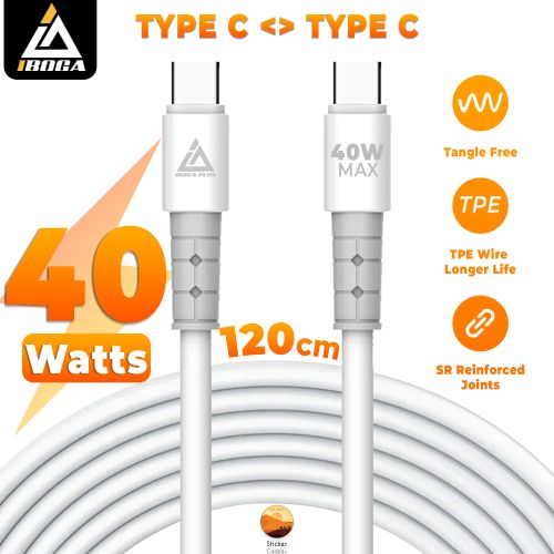 iboga Câble USB C vers USB C PD de 1,2 m  Charge rapide 40 W transfert de données MacBook iPad ,Samsung .
 Fiche Technique et Prix au Maroc