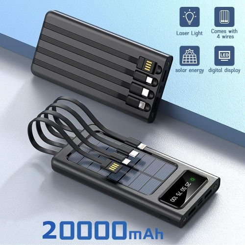 Power Bank Solaire 20000mAh Avec Lampe Batterie Externe pour Camping batterie solaire portable
 Fiche Technique et Prix au Maroc