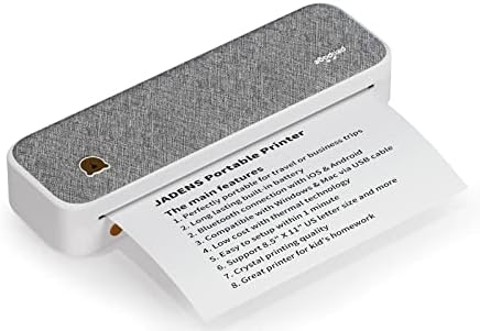 JADENS Wireless Portable Printer - Supports 8.26"x11.69" US Letter, Inkless Mobile Printer Compatible with iOS, Android & Laptop, Portable Printers Wireless for Travel, Mobile Office, School, Home Fiche Technique et Prix au Maroc