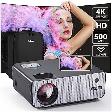 Projecteur avec Wifi et Bluetooth, Tkisko 500ASIN Projecteur extérieur 4K pris en charge, Projecteur de film portable pour utilisation extérieure/intérieure, Projecteur vidéo natif 1080P Compatible iOS/Android/PC/PS4/HDMI/USB
Avis, Fiche Technique et Prix au Maroc