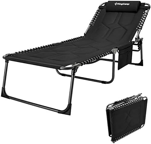 KingCamp Chaise longue pliante rembourrée surdimensionnée pour extérieur, patio, plage, pelouse, bain de soleil, bronzage, piscine, chaises inclinables réglables et robustes avec oreiller, poche, support 330 lb
 Fiche Technique et Prix au Maroc