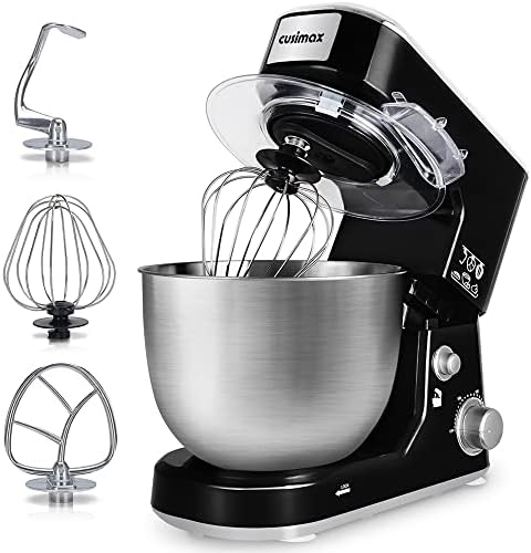 Stand Mixer, CUSIMAX Dough Mixer Tilt-Head Electric Mixer with 5-Quart Stainless Steel Bowl, Dough Hook, Mixing Beater and Whisk, Splash Guard Avis, Fiche Technique et Prix au Maroc