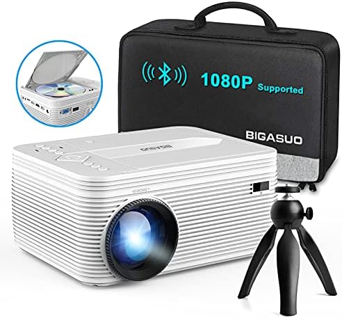 BIGASUO HD 9000L Projecteur Bluetooth intégré, lecteur DVD, mini projecteur 1080P et 250" pris en charge avec trépied/sac de transport, projecteur compatible avec clé TV, PS5, ordinateur portable, projecteur de film portable en plein air
Avis, Fiche Technique et Prix au Maroc