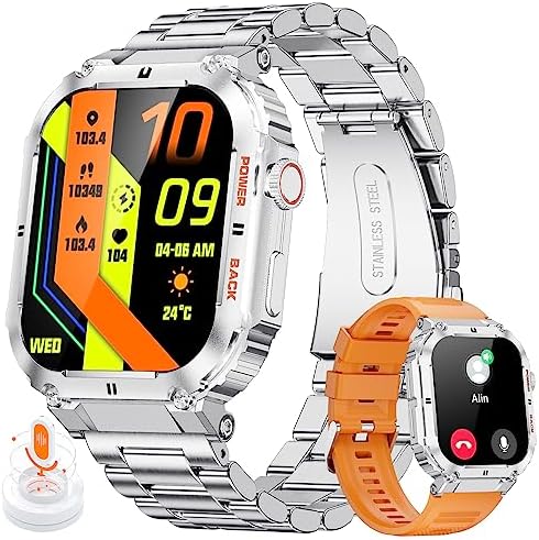 Montre Connectée Homme avec Appel, 1.96'' Montre Intelligente avec Assistant Vocal/Mot de Passe de Protection, 400Amh Smartwatch Sport avec 100+ Modes Sportifs/Podomètre/Sommeil pour iOS Android Fiche Technique et Prix au Maroc