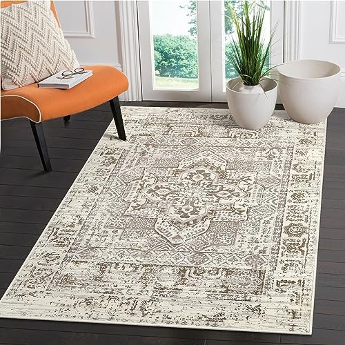 Lahome Tapis persan vintage beige 3 x 5 cm, style bohème ultra doux, lavable en machine, antidérapant, ne perd pas ses poils, tapis d'intérieur pour chambre à coucher, salon, entrée, chevet, cuisine, couloir
 Fiche Technique et Prix au Maroc