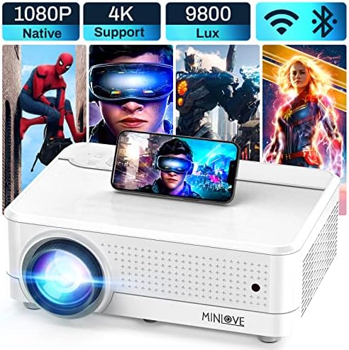 Projecteur natif WiFi Bluetooth 1080p, écran 450" 9800L pris en charge 4K, projecteur de film Full HD haute luminosité MINLOVE pour cinéma maison au plafond professionnel, pour iOS/Android/TV Stick/DVD/PC/PS5/HDMI/USB
Avis, Fiche Technique et Prix au Maroc