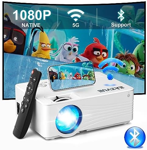 Native 1080P Projector with 5G WiFi and Bluetooth 5.2, EAZVUE Mini Projector 400 ANSI Lumen, Portable Projector Compatible with TV Stick/Phone/PC/DVD/HDMI/AV/USB/SD, Outdoor Movie ProjectorAvis, Fiche Technique et Prix au Maroc
