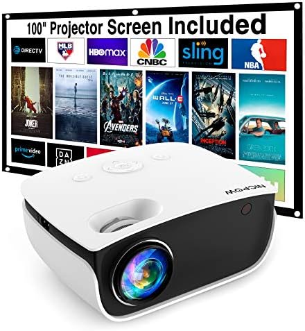 NICPOW Outdoor Projector, Mini Projector with 100" Screen, 1080P and 240" Supported Movie Projector, 7500L Portable Outdoor Movie Projector Compatible with Smartphone, HDMI,USB,AV,Fire Stick, PS5Avis, Fiche Technique et Prix au Maroc