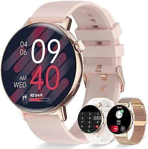 Montre Connectée Femme Appels/Notification Intelligente 1.32" Smartwatch Fréquence Cardiaque Sommeil Oxymètre 3 Bracelets Étanche Trackers d'activité Podomètre Calories Montre Sport pour iOS Android Fiche Technique et Prix au Maroc
