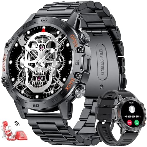 Smartwatch pour hommes avec fonction téléphone, 100 modes de sport en plein air montre militaire 1.39” 400mAh écran tactile IP67 étanche pour Android iOS avec moniteur de fréquence cardiaque SpO2 Fiche Technique et Prix au Maroc