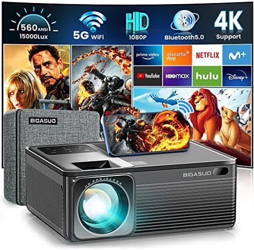 BIGASUO Projecteur 1080P 5G WiFi Bluetooth – Projecteur de film extérieur Full HD 15 000 Lux 560 ANSI, écran 300 pouces, prise en charge du cinéma maison 4K, compatible avec iOS/Android/XBox/PS4/TV Stick/HDMI
Avis, Fiche Technique et Prix au Maroc