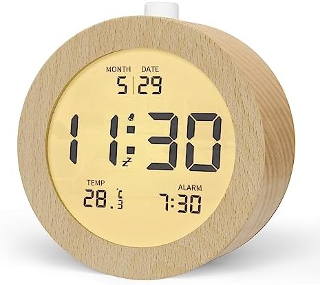 aboveClock Réveil Numérique en Bois, Réveil Matin LCD Horloge Numérique avec Affichage Date, Température, Snooze, Rétro-éclairage, Horloge Digitale Alimenté par Pile【3 Piles AAA Nécessaires】
 Avis, Fiche Technique et Prix au Maroc