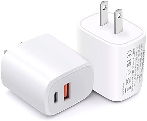 [2-Pack] Chargeur rapide USB C 20 W (listé ETL), alimentation PD double port + chargeur mural Quick Charge 3.0, adaptateur de téléphone à charge rapide de type C pour IP Hone 12 Pro Max Mini 11 Pro Max Xs Max X 8 Plus IP ad
 Fiche Technique et Prix au Maroc