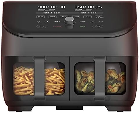 Instant Vortex Plus XL 8-quart Dual Basket Air Fryer Oven, From the Makers of Instant Pot, 2 Independent Frying Baskets, ClearCook Windows, Dishwasher-Safe Baskets, App with over 100 Recipes Avis, Fiche Technique et Prix au Maroc