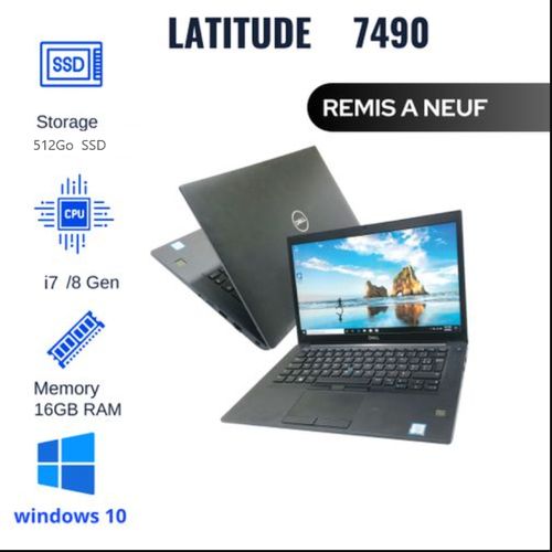 DELL PC Latitude E7490 , Intel Core i7-8650U, RAM 16 Go, 512 Go SSD- Remis à neuf
 Fiche Technique et Prix au Maroc