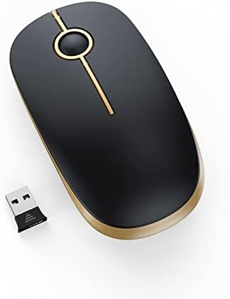 Souris sans fil silencieuse, souris de voyage fine 2,4 G avec récepteur USB, souris d'ordinateur portable à clic silencieux pour ordinateur portable PC Mac, texture confortable, noir et or
 Fiche Technique et Prix au Maroc
