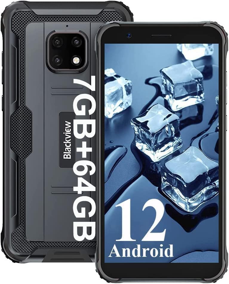 Blackview Rugged Smartphone BV4900Pro,7GB+64GB/SD 256GB 4G Dual SIM Unlocked Cell Phones,IP68 Waterproof Android 12 Phones,5580mAh 5.7 Inch Rugged Mobile Phone,Face ID/NFC/OTG/GPS T-Mobile Phone Fiche Technique et Prix au Maroc