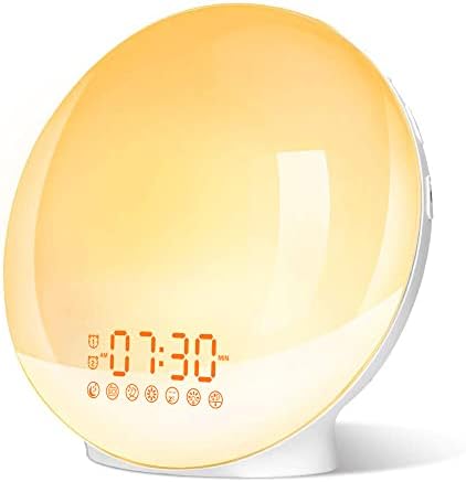 Eveil Lumière LED Radio Réveil Matin Lumineux Lampe de Chevet 20 Niveaux de Luminosité Simulateur d'Aube et Crépuscule 2 Réveils 7 Sons Naturels Fonction Snooze Veilleuse Enfant 7 Couleurs (Jaune)
 Avis, Fiche Technique et Prix au Maroc