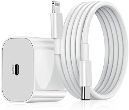 chargeur rapide iPhone, [Apple MFi Certified] Bloc de prise de chargeur mural 20 W avec câble USB C vers Lightning 1,8 m, bloc de charge pour iPhone 14, adaptateur d'alimentation Cube pour iPhone 14 Pro Max/13 Pro/12 Mini/11, iPad
 Fiche Technique et Prix au Maroc