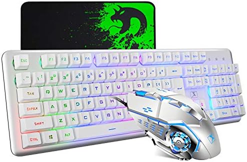 FELICON Ensemble clavier et souris de jeu à sensation mécanique, 104 touches rétroéclairées arc-en-ciel, grand tapis de souris 2400 DPI, 7 boutons, La Souris pour PC, ordinateur portable, Mac
 Fiche Technique et Prix au Maroc