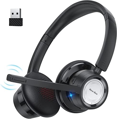 New bee Casque Bluetooth sans Fil avec Micro, Micro Casque sans Fil et Dongle USB 20 Heures de Temps de Conversation et Bouton Silencieux pour Le Travail/PC/Office/Zoom/skype(Noir)
 Avis, Fiche Technique et Prix au Maroc