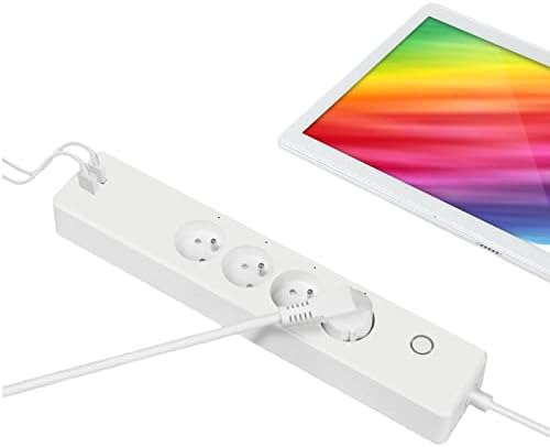 Multiprise Connectée Intelligente(Type E), 16A 3680W Multiprise WiFi Compatible avec Alexa,Google Home et Tuya Smart Life(4 Prises AC et 2 Ports USB), Commande Vocale et Contrôle à Distance Avis, Fiche Technique et Prix au Maroc