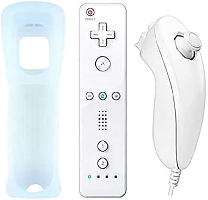 QUMOX Manette pour Wii, Controleur de Mouvement à Distance, Télécommande et Nunchuk, Console Remplacement Compatibles avec Wii et Wii U avec Etui de Protection en Silicone Blanc Fiche Technique et Prix au Maroc