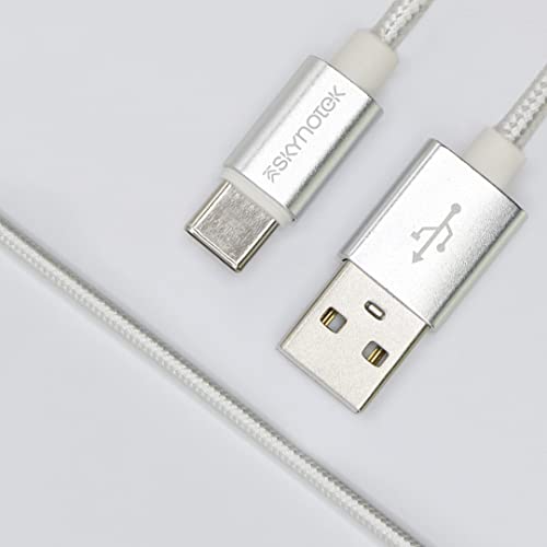 Skynotek - Câble USB vers Type C USB-A 2.0 | Charge rapide et synchronisation des données | Samsung S22 S21 Ultra S20 S10, Ipad Air, Huawei, Xiaomi Redmi Note, LG | 1 mètre, nylon | Blanc, 1 pièce Fiche Technique et Prix au Maroc