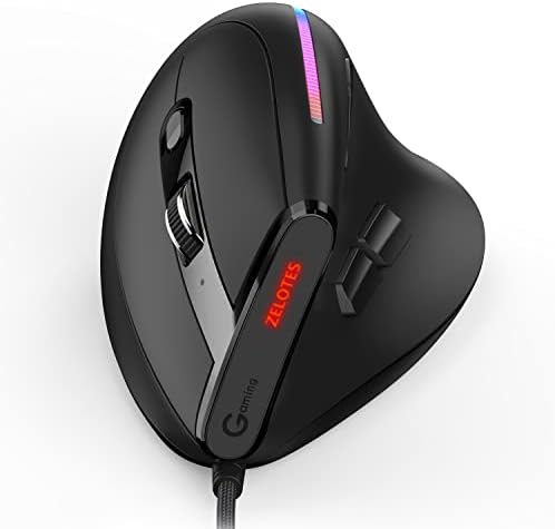 Souris Ergonomique Verticale Filaire RVB avec 9 Boutons Programmables et 6 DPI(1000-12800) Réglables Optiques Gaming Mouse pour PC Mac OrdinateurAvis,  Fiche Technique et Prix au Maroc
