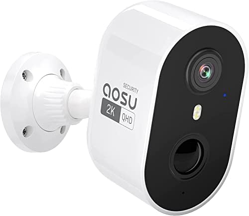 AOSU 2K Caméra Surveillance Batterie, Camera WiFi Exterieure/Intérieure sans Fil, Vision Nocturne Couleur, Détection de Mouvement PIR, Sirène d'alarme, Audio Bidirectionnel, Étanche IP66 (1 Pack) Fiche Technique et Prix au Maroc