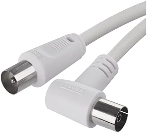 EMOS Câble d'antenne coaxial 2,5 m - Câble coaxial pour télévision numérique, TV, récepteur, SAT, double blindage - Fiche coaxiale droite vers prise coaxiale coudée (90°) Fiche Technique et Prix au Maroc