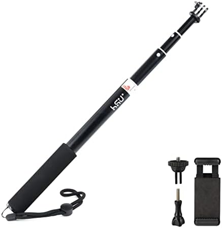 Perche à selfie extensible HSU pour caméra d'action, poignée étanche pour GoPro Hero 11/10/9/8/7, monopode portable de 6,5" à 26,4" compatible avec les téléphones portables, AKASO Campark et autres caméras d'action
 Fiche Technique et Prix au Maroc