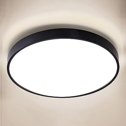 TOPBOS 30W 4000LM Plafonnier LED Dimmable, 3000K/4500K/6500K Température de Couleur Ajustable Plafonnier LED Plat Noir IP54 Plafonnier Moderne pour Salon Salle de Bain Couloi Avis, Fiche Technique et Prix au Maroc
