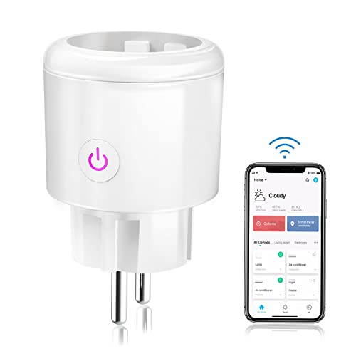 Prise Connectée Mini, 16A Intelligente Compact Prises, Compatible avec Alexa, Google Home, Contrôle à Distance, Mesure de Consommation Électrique, Contrôle Vocal, Fonction de Temps Avis, Fiche Technique et Prix au Maroc