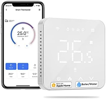 Thermostat Connecté, Thermostat WiFi pour Chaudière/Chauffage au Sol à Eau, Thermostat Intelligent Mural Compatible avec Apple HomeKit, Alexa et Google Home, Commande Vocale et Contrôle à Distance Avis, Fiche Technique et Prix au Maroc