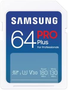 Samsung Pro Plus Carte mémoire SD (MB-SD64S/EU), 64 Go, UHS-I U3, Full HD et 4K UHD, 180 Mo/s, Lecture 130 Mo/s, écriture 130 Mo/s, pour appareils Photo Reflex et systèmes (2023) Fiche Technique et Prix au Maroc